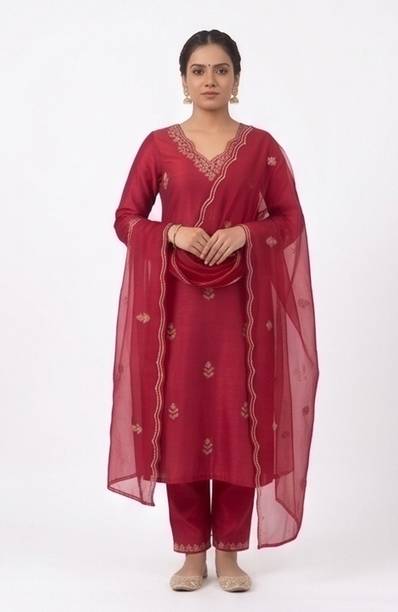 Embellished Kurta, Trouser/Pant & Dupatta Set