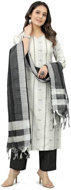Maharaja textile Women Printed Cotton Blend A-line Kurta With Att