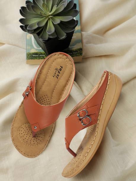 TRASE Women Soft Doctor Flats Sandal (Tan , 3)