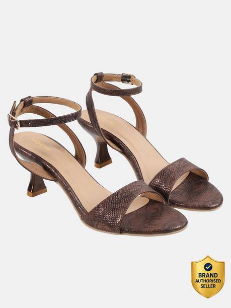 Women TexturedKittenHeelswithBuckles Heels Sandal