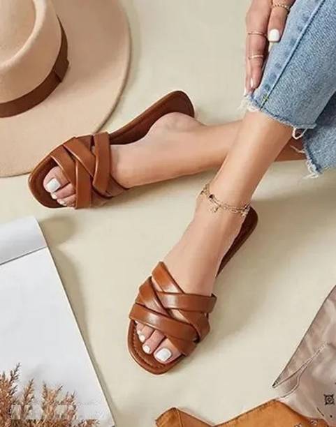 LEEFANT Beautiful Appearance Fashion Sandals/Girls Flat Slipper For All Occasion looks Women Brown Flats