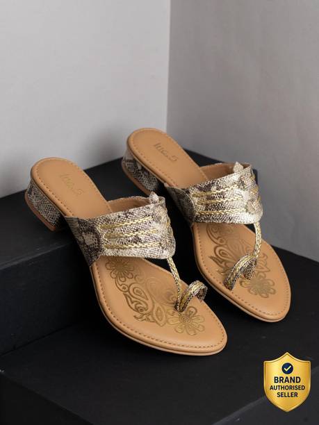 Women Ethnic Printed Toe Round Toe Block Heel Sandals Heels Sandal