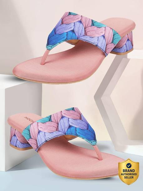 Women PrintedT-StrapBlock Heels Sandal