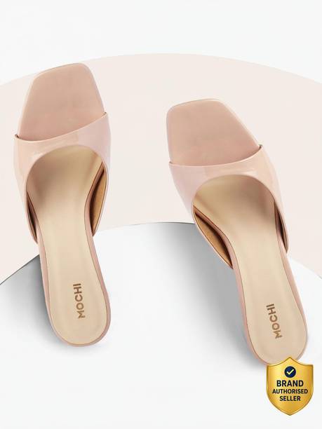 Women Peach-ColouredKitten Heels Sandal
