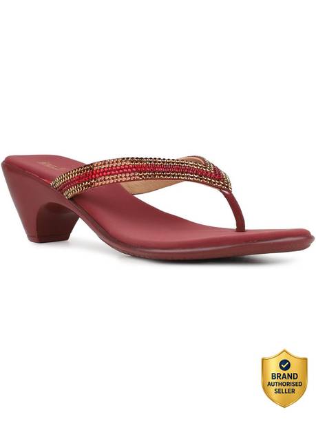 Women Ethnic Solid Round Toe Block Heel Sandals Heels Sandal