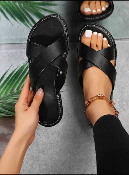 Deals4you Women Flats Sandal (Black , 3)