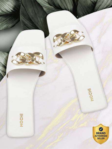 Women WhiteOpenToe Flats Sandal