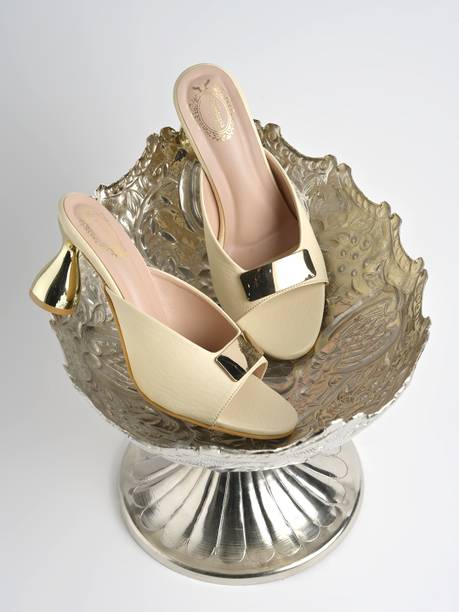 Elegant Heeled Sandals for Women ||Ankle Strap Chunky Block Heels with Gold Accent – Open Toe Dress