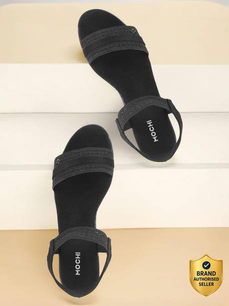 Women BlackSolidOpenToe Heels Sandal