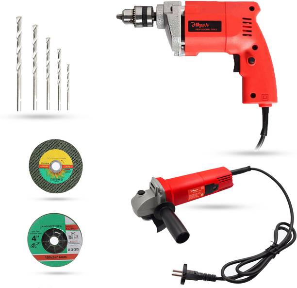 Hillgrove HGCM530M1 4"inch Angle Grinder With 10mm Drill Machine with Masonry 5 Drill Bits 4 inch Disc Sander