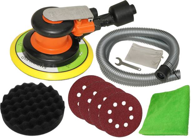 Digital Craft Pneumatic Air Sander Machine,5"Black Sponge Pad,5"Emery Hole Paper 5 inch Random Orbital Sander
