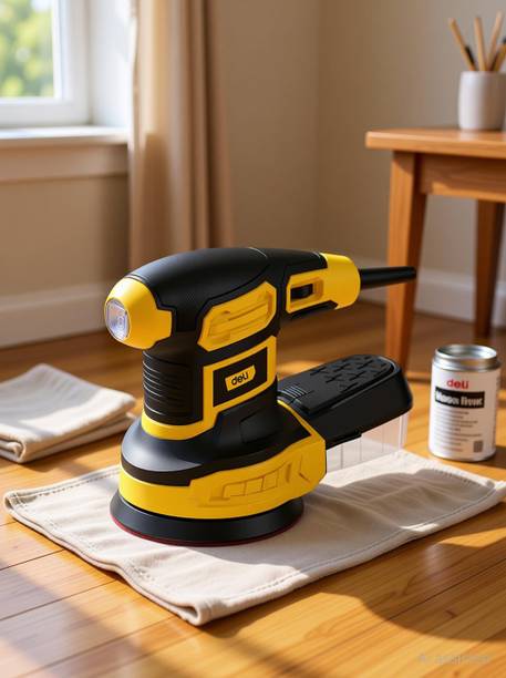 Deli DL-SG125-E3 Rotary Orbital Sander 240V 60Hz with Carbon Bruh 360W 12000rpm 2000rpm 125mm Sander-Paper 6 Graded Speed Buffing Sanding Tool 4.9 inch Random Orbital Sander