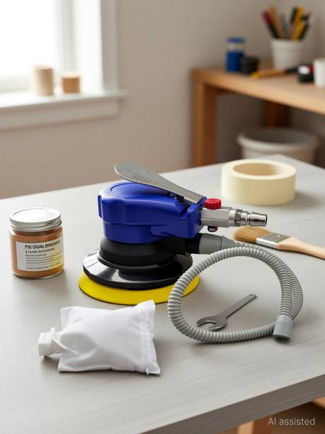 Digital Craft 5" Air Random Orbital Sander with Hose & Suction Bag, High Performance Pneumatic Sander for Fine Finishing Work 5 inch Random Orbital Sander