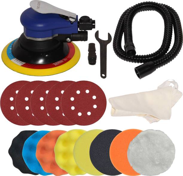 Digital Craft 5" Pneumatic Random Orbital Sander, Air Palm Sander & Polisher with Sponge Polishing Pads and Sandpapers, Low Vibration Heavy Duty Tool for Wood, Metal 5 inch Random Orbital Sander