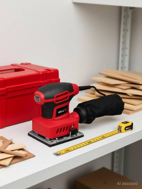 iBELL PS 24-14 Electric Palm Sander with Sand Paper and Dust collector 4 inch Disc Sander