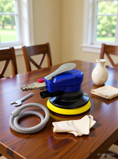 Digital Craft Lightweight 5" Pneumatic Random Orbital Sander with Hose and Suction Bag for Smooth Finishing on Multiple Surfaces 5 inch Random Orbital Sander