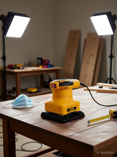 Deli DL-SG110-E1 Palm Sander 240V 60Hz with Carbon Brush 300W Robust Motor 10000rpm 210mm Sandpaper 6 Graded Speed Buffing Sanding Tool For Wood Metal Work 8.28 inch Disc Sander