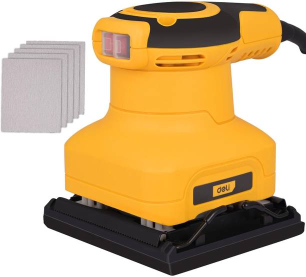 Deli DL-SG110-E1 Palm Sander 240V 60Hz with Carbon Brush 300W Robust Motor 10000rpm 210mm Sandpaper 6 Graded Speed Buffing Sanding Tool For Wood Metal Work 8.28 inch Disc Sander
