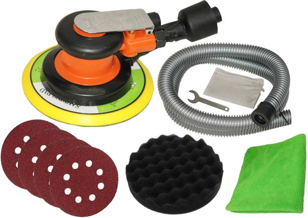 Digital Craft Pneumatic Air Sander Machine,5"Emery Hole Paper,5"Black Sponge Pad 5 inch Random Orbital Sander