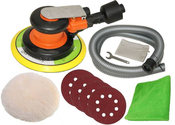 Digital Craft Pneumatic Air Sander Machine,5"White Buffing Pad,5"Emery Hole Paper 5 inch Random Orbital Sander