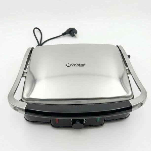ovastar international Jumbo Griller 4 Slice (Panninni Maker) with 180 Dedgree Rotation Grill, Open Grill