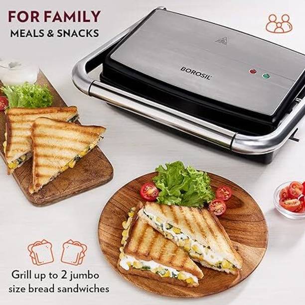 BOROSIL Jumbo Grill 180 Sandwich Maker Grill  (Black, Silver)