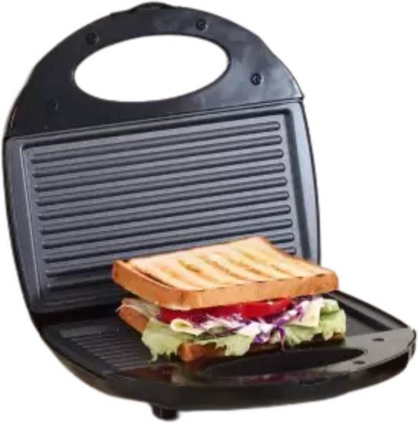 TechKing 700 Watt Grill Sandwich Toaster with Fixed Grill Plates, Black Open Grill