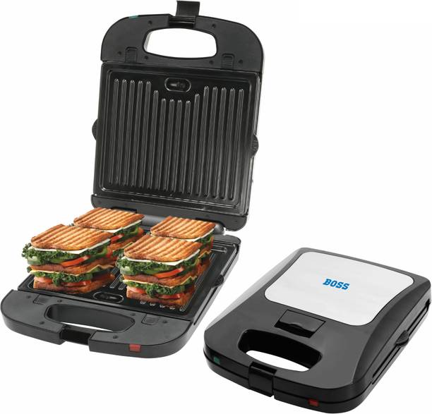 BOSS JumboXL Griller Toaster 2in1, 1300-Watt 4-Slice Sandwich Maker Grill, Toast