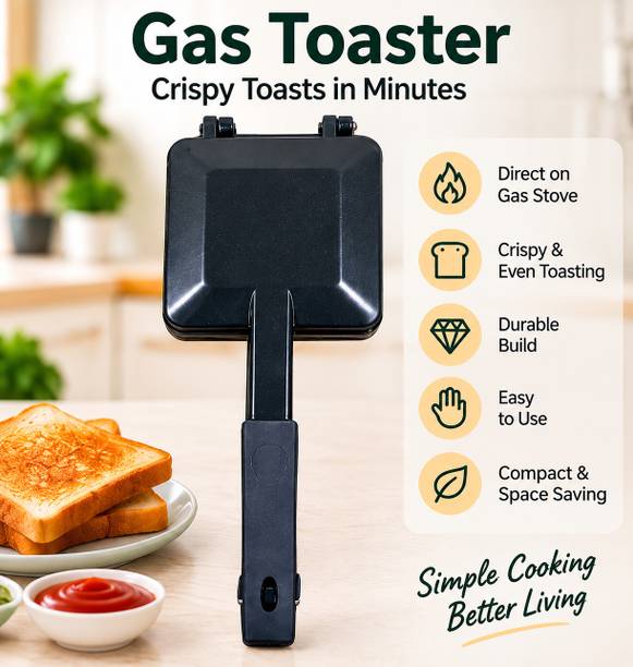 NESTIVIA by Generic Non-Stick Gas Sandwich Toaster and Stovetop Bread Grill Maker (Black) Open Grill Sandwich Maker