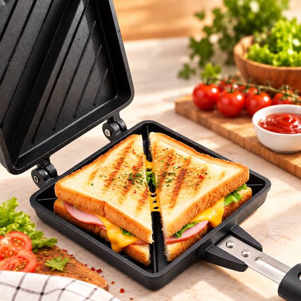 averratraders Non-Stick Two Cut Sandwich Toaster for Gas Stove | Manual Sandwich Grill Maker Grill Sandwich Maker