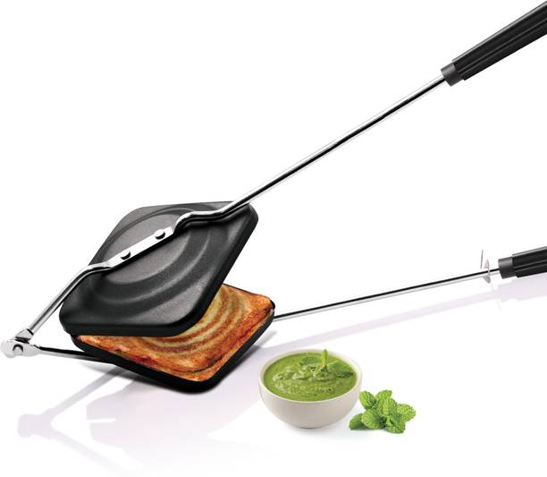 MILTON Pro Cook Aluminium Sandwich Toaster, 14 cm, Black Toast