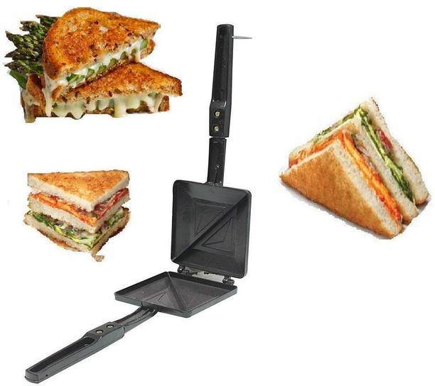 AR Enterprise Non-Stick Aluminium Gas Toaster Cum Sandwich Maker, Black 2-Cut Sandwich Grill Sandwich Maker