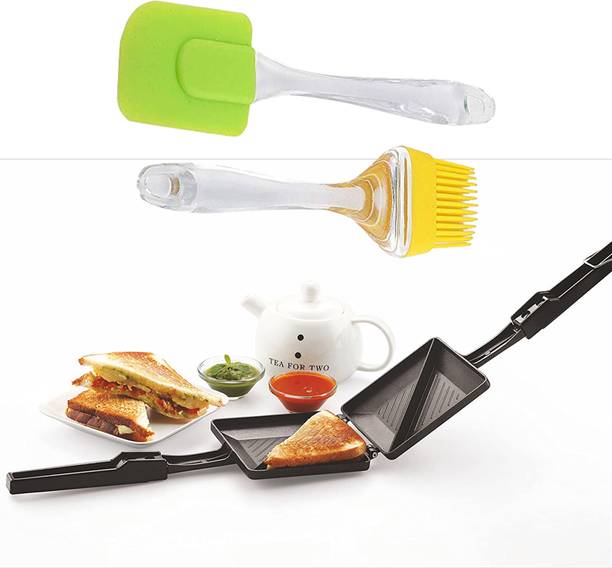IDEAL PRIME DUrable Aluminium Non Stick 2 Slice Sandwich Maker Silicone Brush Combo Set Toast Sandwich Maker