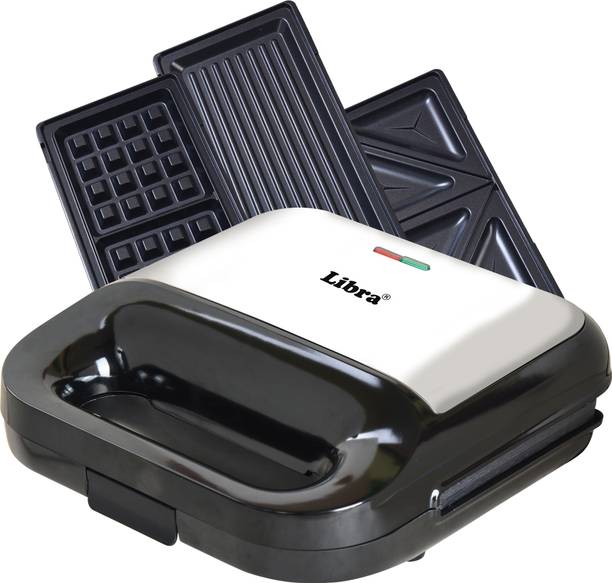 LIBRA by Libra Sandwich Maker 3 in 1, Detachable Plates for Toast, Waffle, Grill, 750 W Grill, Toast, Waffle