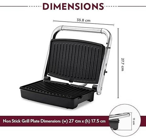BOROSIL Jumbo Grill 180 Sandwich Maker Grill  (Black, Silver)