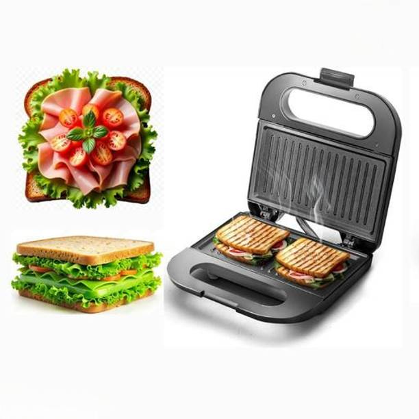 DRUMSTONE Electric Sandwich Maker & Toaster | Non-Stick Die-Cast Aluminium Plates Toast Sandwich Maker