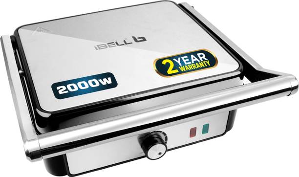 iBELL SM1320G Electric Sandwich Maker, 2000W, Fits 4 Bread Slices, Thermostat Knob, Grill, Toast, Open Grill