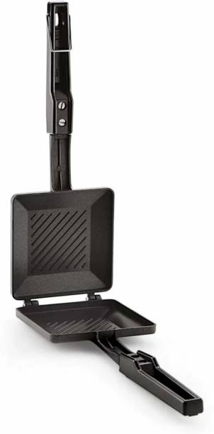 AditiGanga Non Stick Plian Sandwich Maker With Grill Design BLACK Toast
