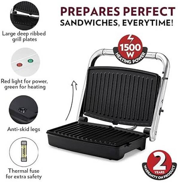 BOROSIL Jumbo Grill 180 Sandwich Maker Grill  (Black, Silver)