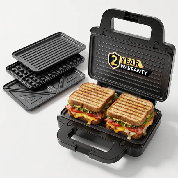 iBELL SM3010PRO 1000W 3-in-1 Multi Toast & Grill Maker with 2 Year Warranty (Black) Toast, Grill, Waffle