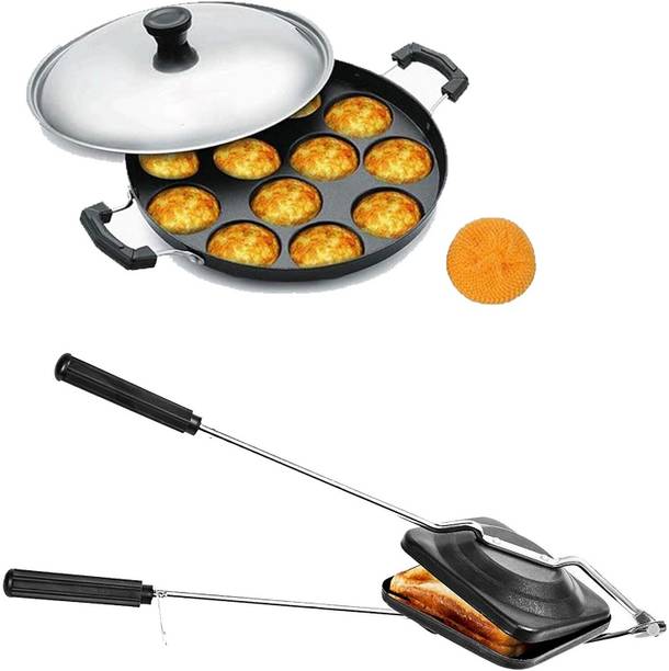 HM EVOTEK Appam Patra Maker, Litti Maker Gas Stove Compatible Regular Sandwich Maker K6 Toast Sandwich Maker