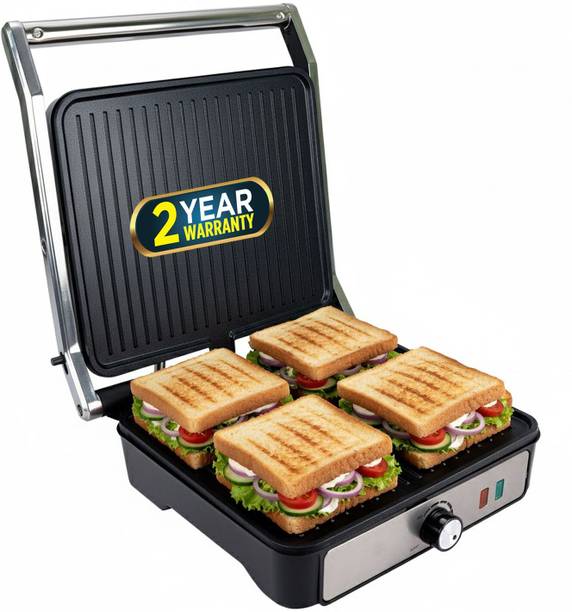 iBELL SM1320G Electric Sandwich Maker,2000W,Control Knob,Fits 4 Slice Bread,Drip Tray, Grill, Toast, Open Grill