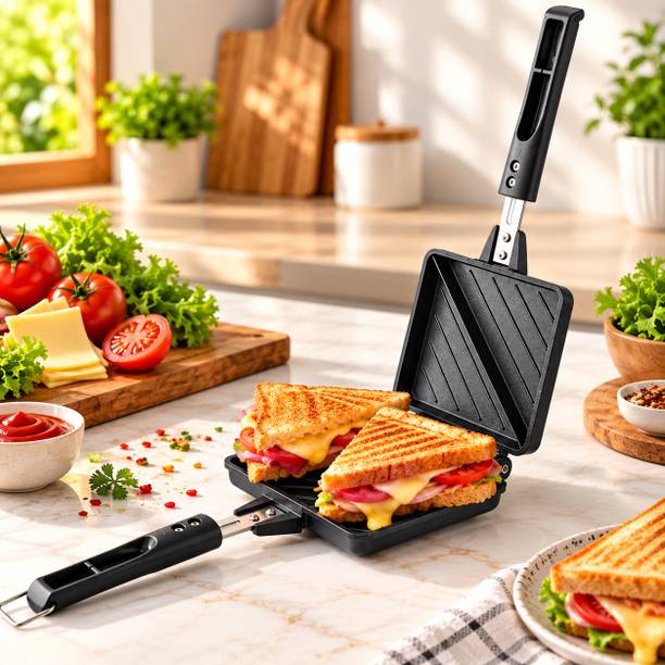 averratraders 2 Slice Gas Sandwich Toaster | Non-Stick Double Side Grill Press Grill Sandwich Maker