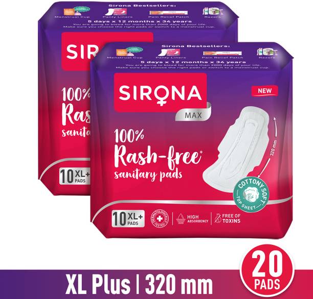 SIRONA Cottony Ultra Soft Rash Free XL+ Sanitary Pad