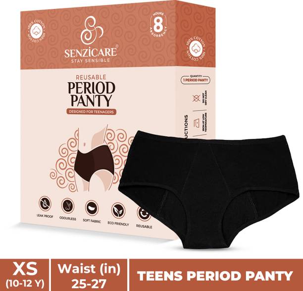 Senzicare Teen Girls Reusable Leak Proof Highly Absorbent Period Panties (10-12 Years) Pantyliner