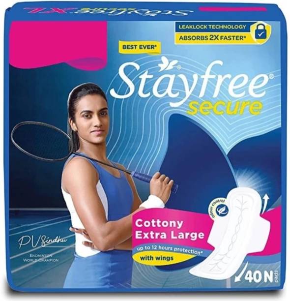 STAYFREE Secure Cotton Extra Large 40 pads Sanitary Pad