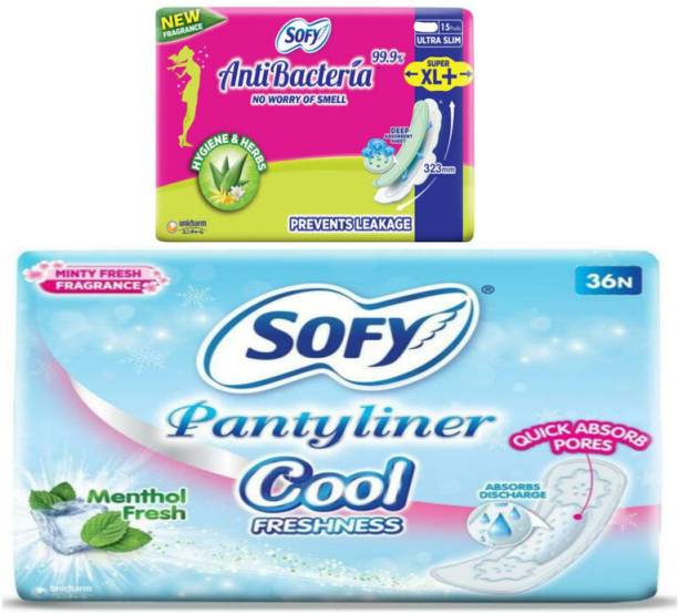 SOFY ANTIBECTERIA XL 15+36 N COOL FRESH PANTYLINER PADS Sanitary Pad