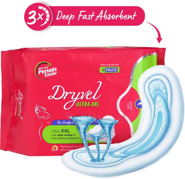 Dryvel Ultra-XXL Sanitary Pads | Extra Long ,Odour Control | Wide Wings & 3X Absorption Sanitary Pad