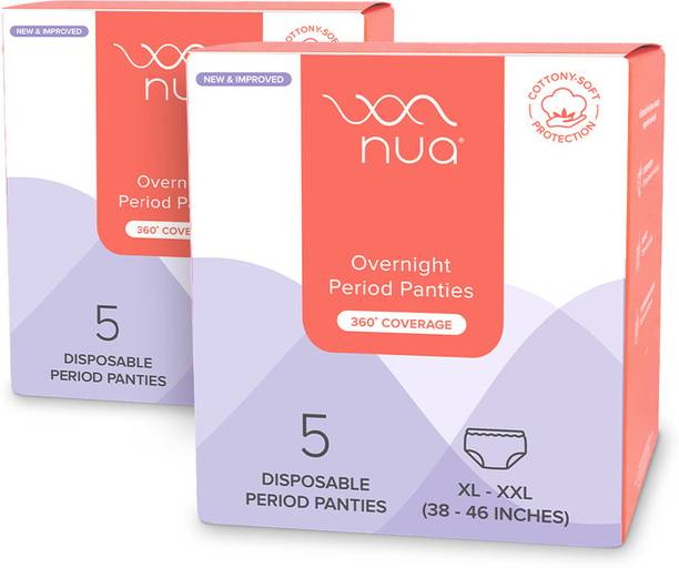 Nua Overnight Disposable Period Panties | XL-XXL | 360 Degree Coverage (Pack of 2) Sanitary Pad