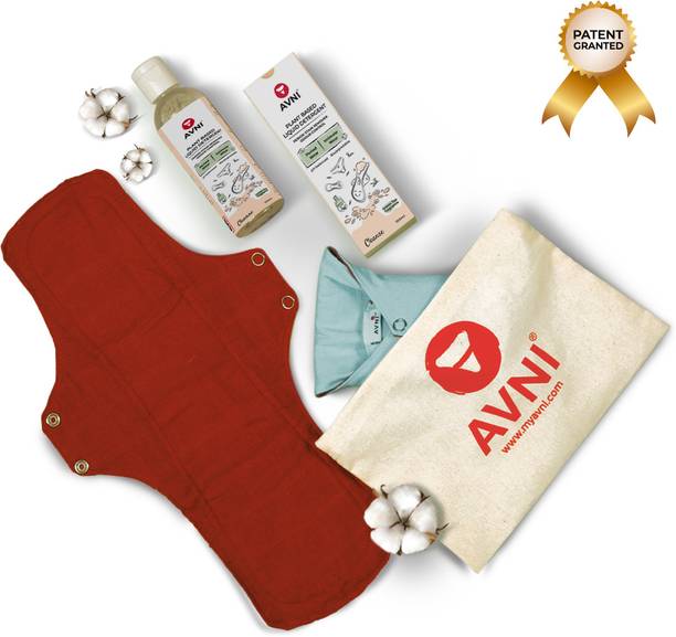 Avni Lush Washable,Antimicrobial,XL(330MM)+Period Wear Wash-100ml,Cloth Sanitary Pad
